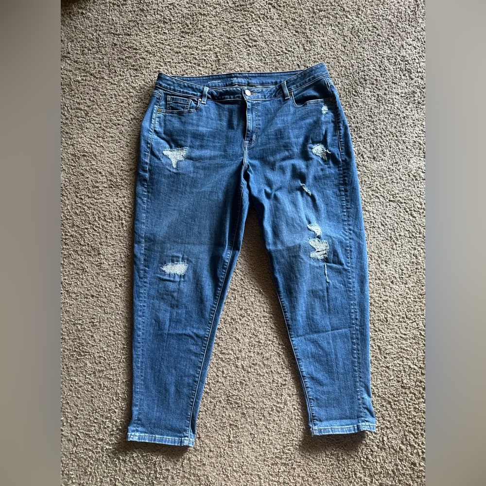 Lane Bryant Blue Boyfriend Jeans Distressed Relaxed Fit